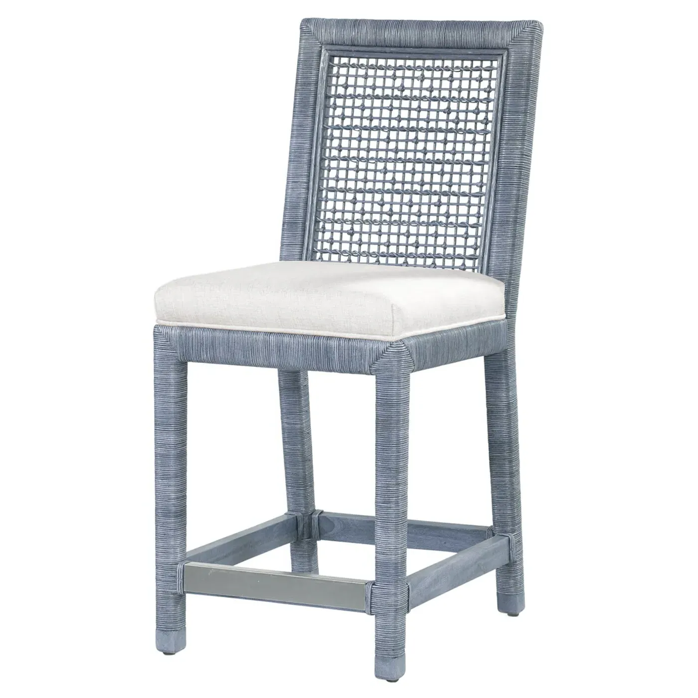 Mako Counter Stool - Blue, Rattan