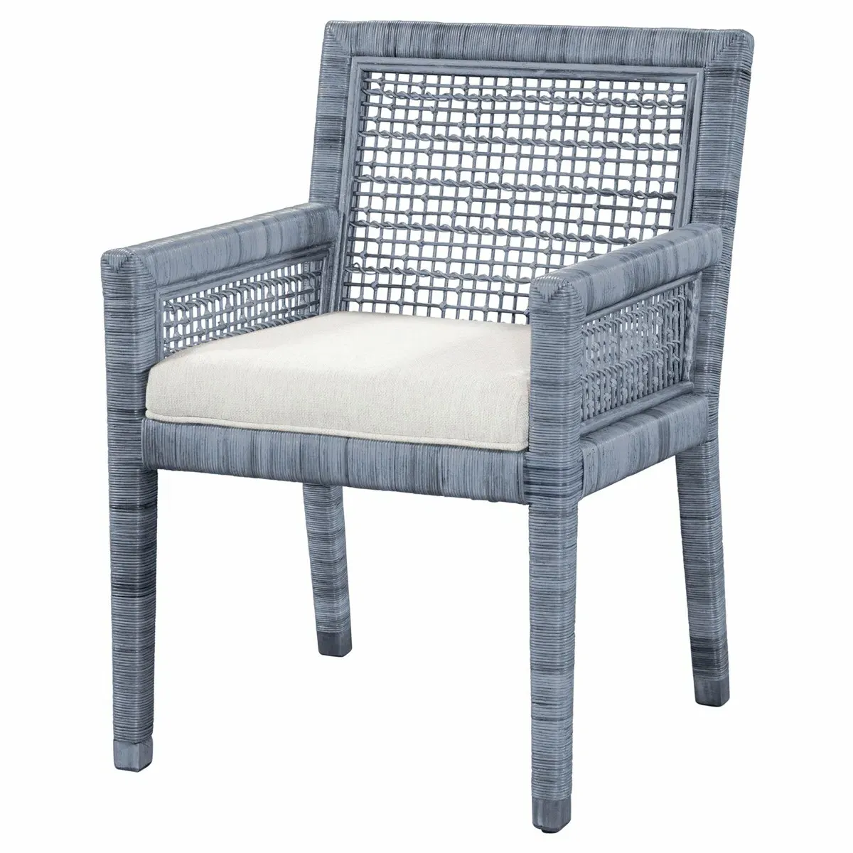 Mako Dining Arm Chair - Blue, Rattan