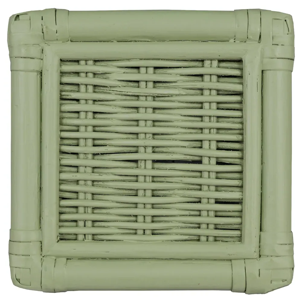 Mako Rattan Counter Stool - Green, White Performance Fabric