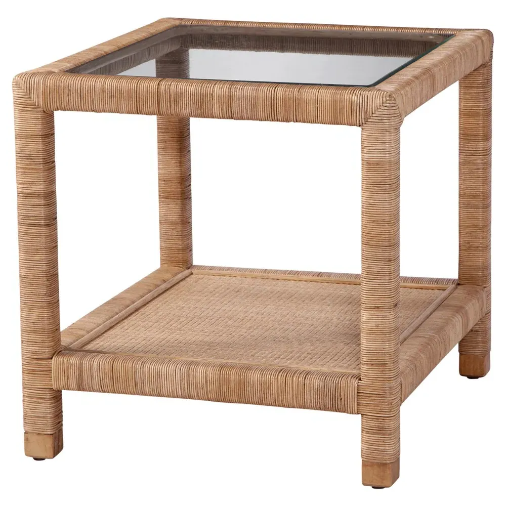 Mako Square End Table - Brown, Rattan