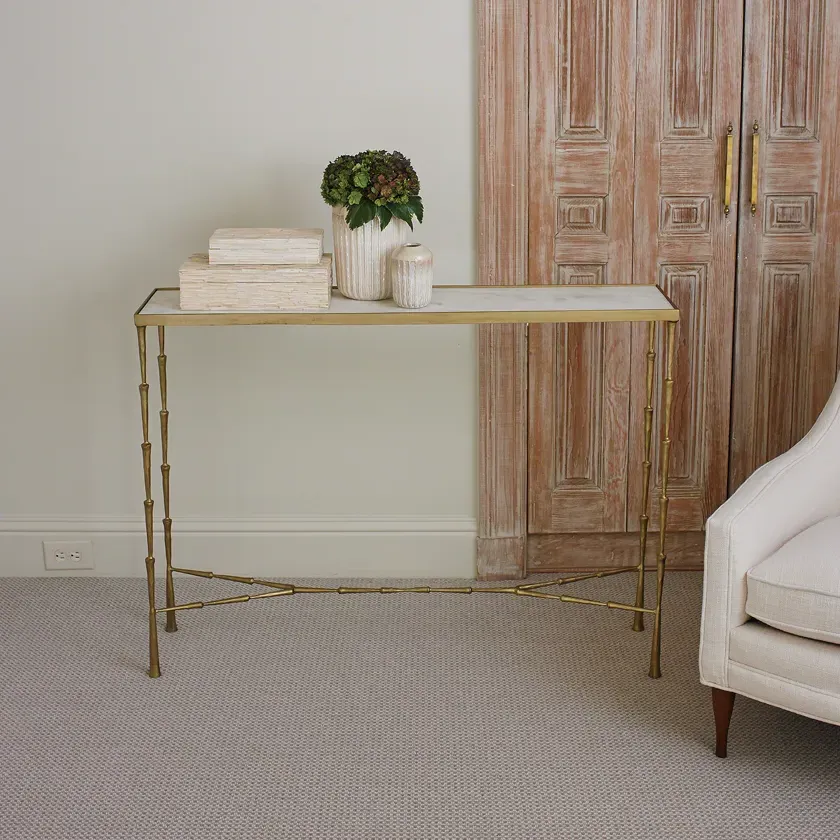 Malachi Console Table - White, Marble