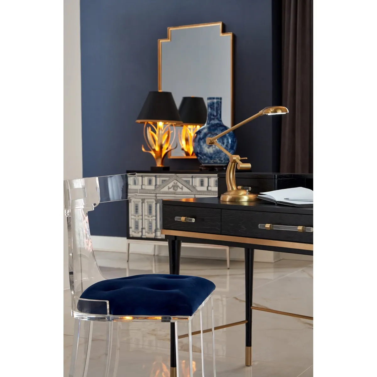 Malcolm Rectangular Wall Mounted Mirror - Gold, Iron