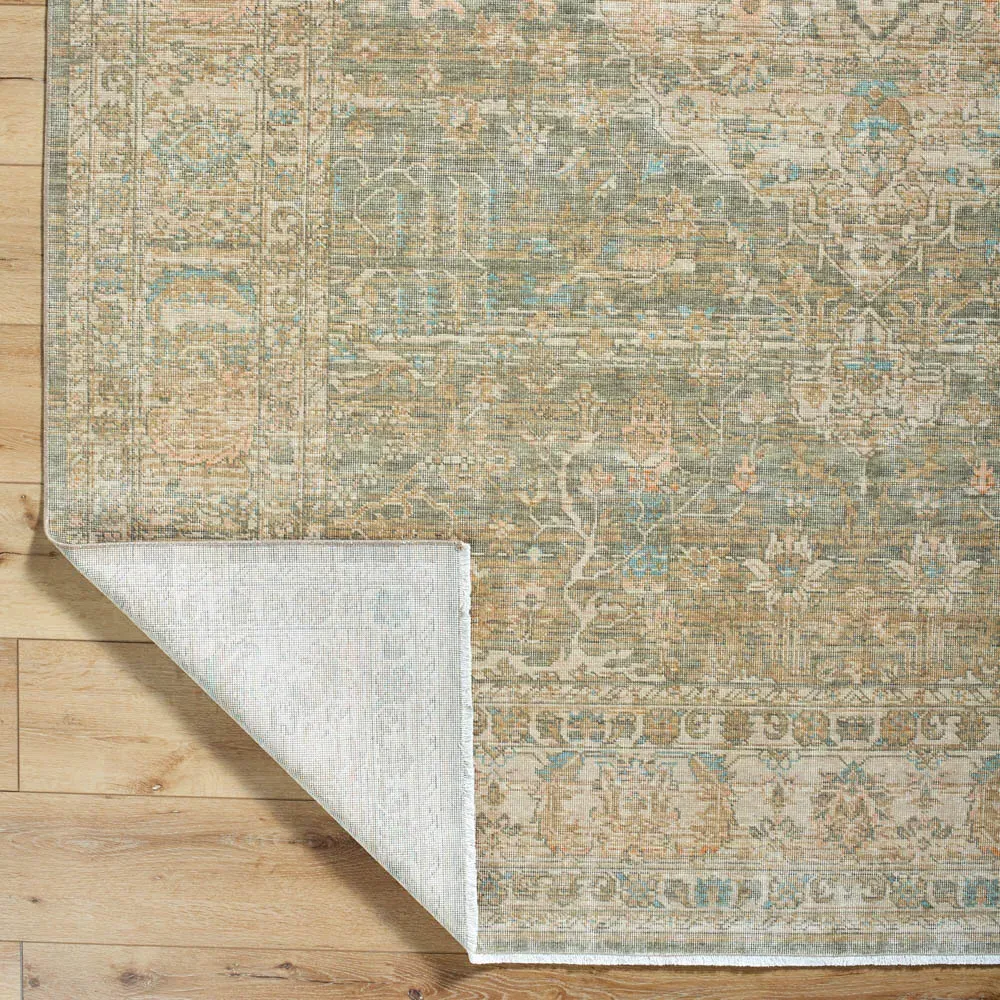 Malia Floral Patterned Area Rug - Green, Wool