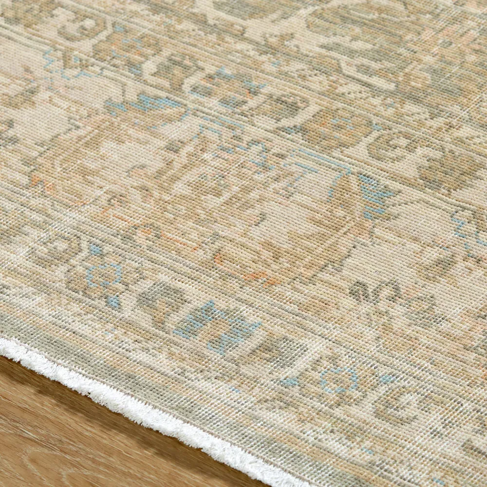 Malia Floral Patterned Area Rug - Green, Wool