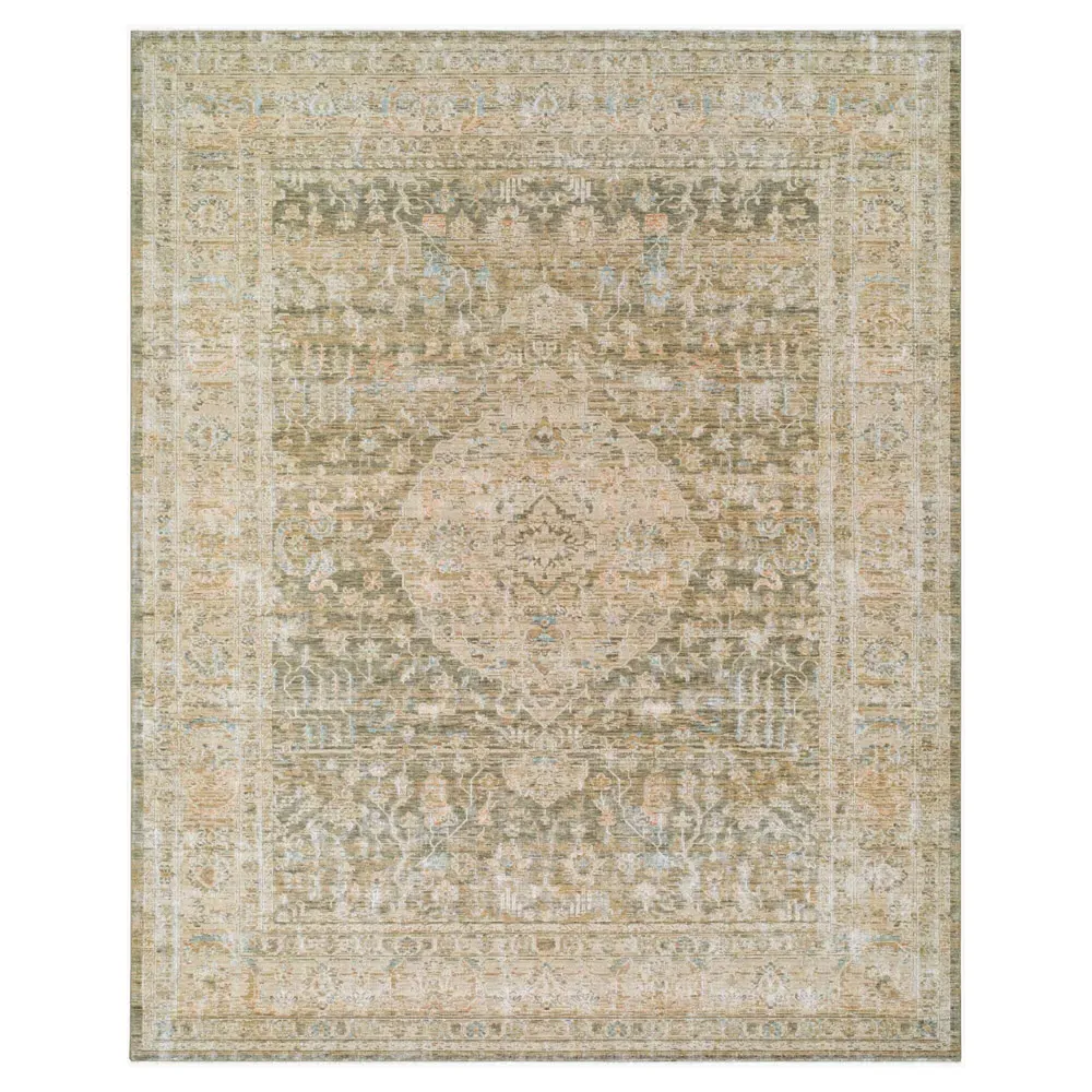 Malia Large Floral Patterned Rug - Green, Wool
