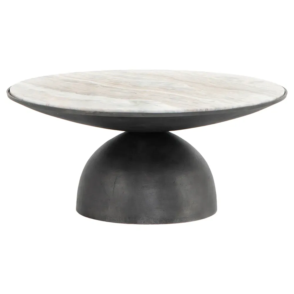 Malia Round Coffee Table - Beige, Marble