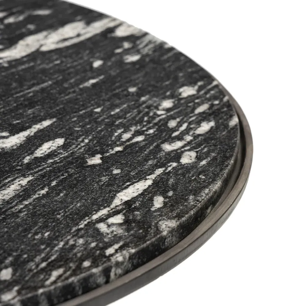 Malia Round Coffee Table - Black, Marble