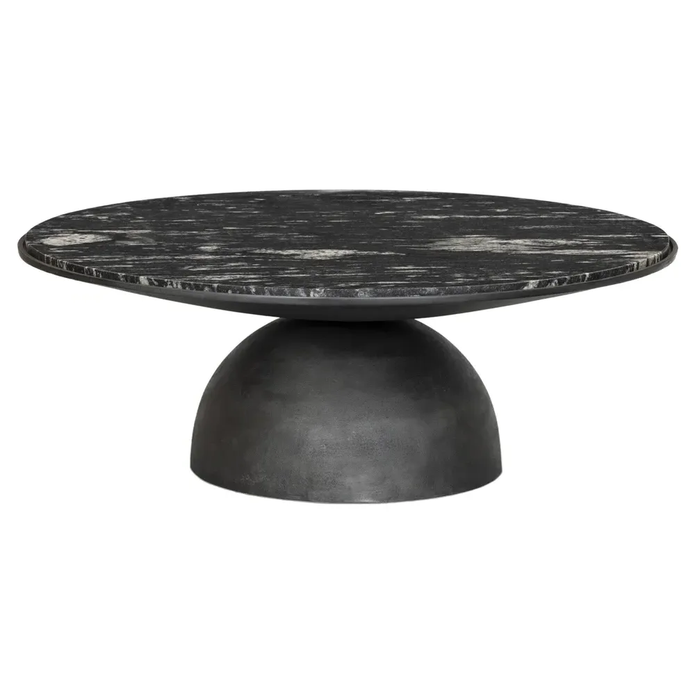 Malia Round Coffee Table - Black, Marble