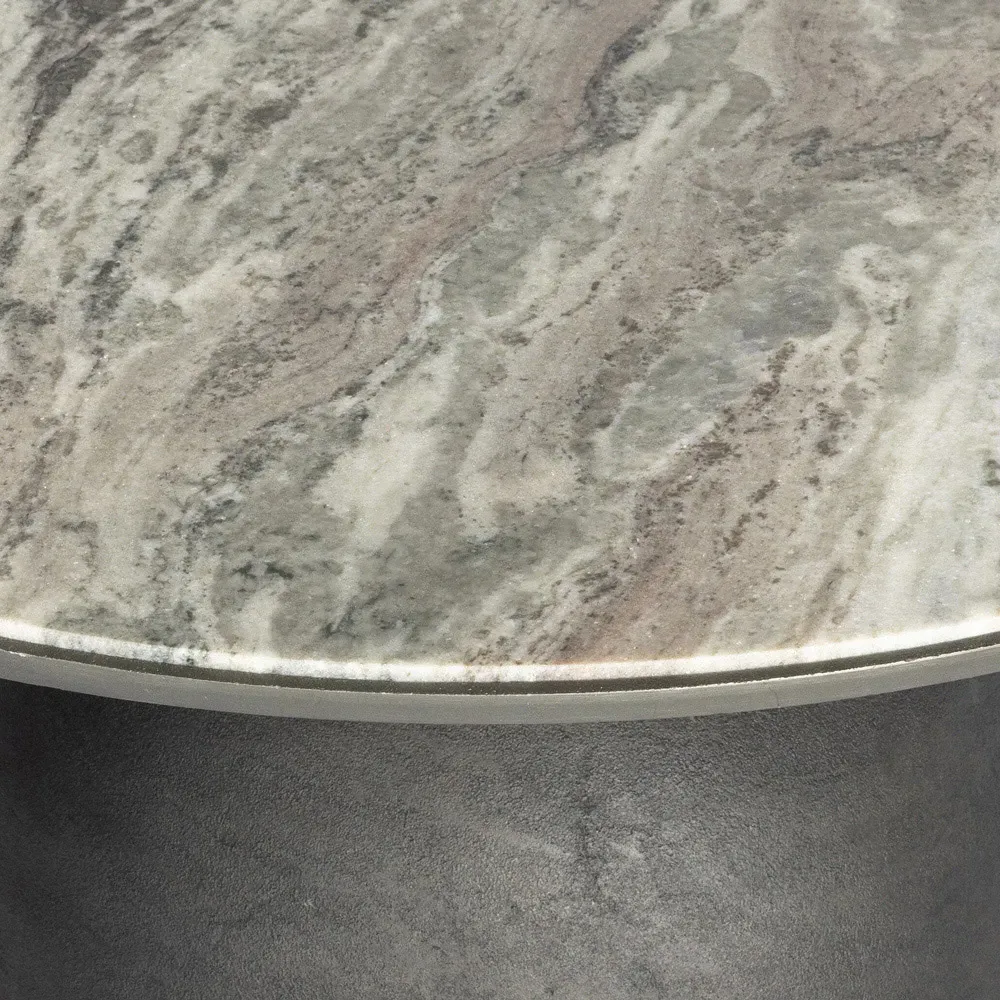 Malia Round Coffee Table - River Grey, Marble