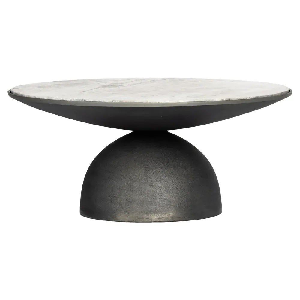 Malia Round Coffee Table - River Grey, Marble image