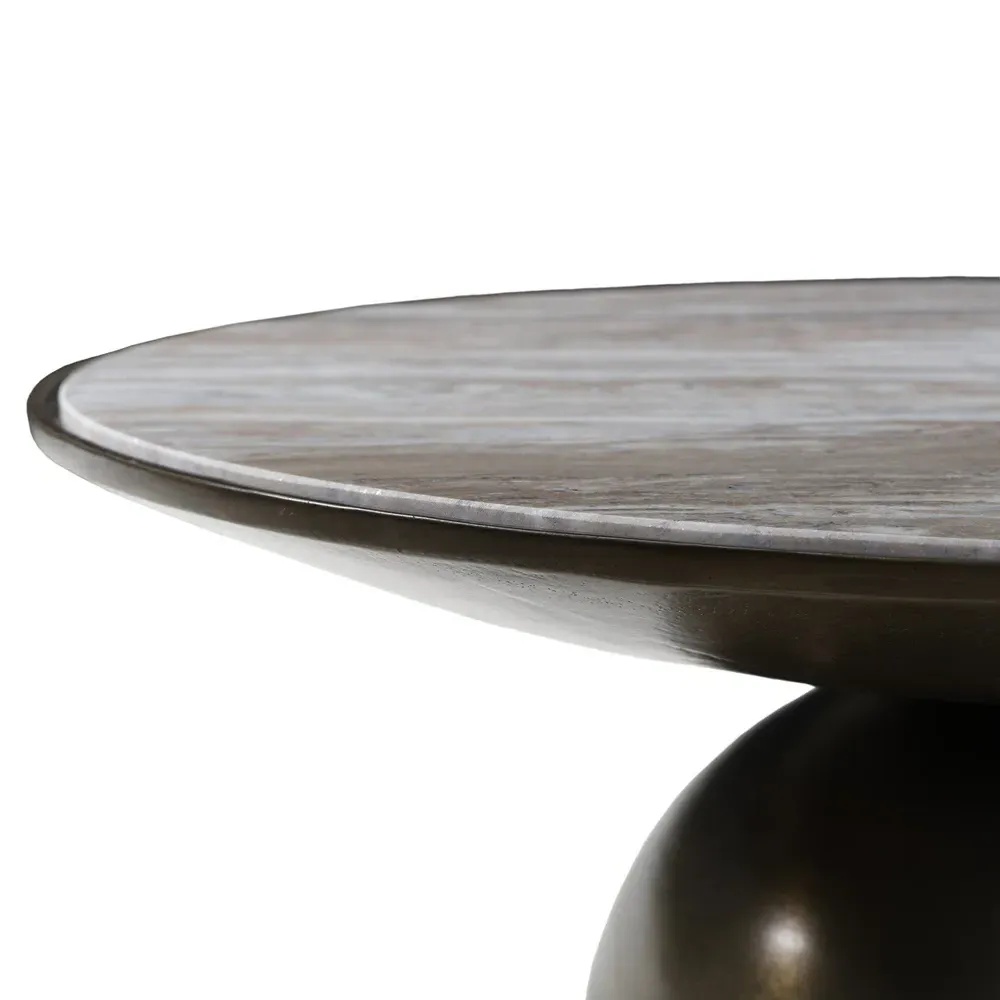 Malia Round Coffee Table - Taupe, Marble