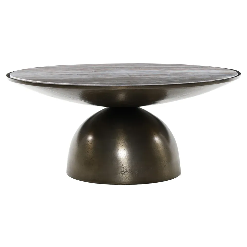 Malia Round Coffee Table - Taupe, Marble