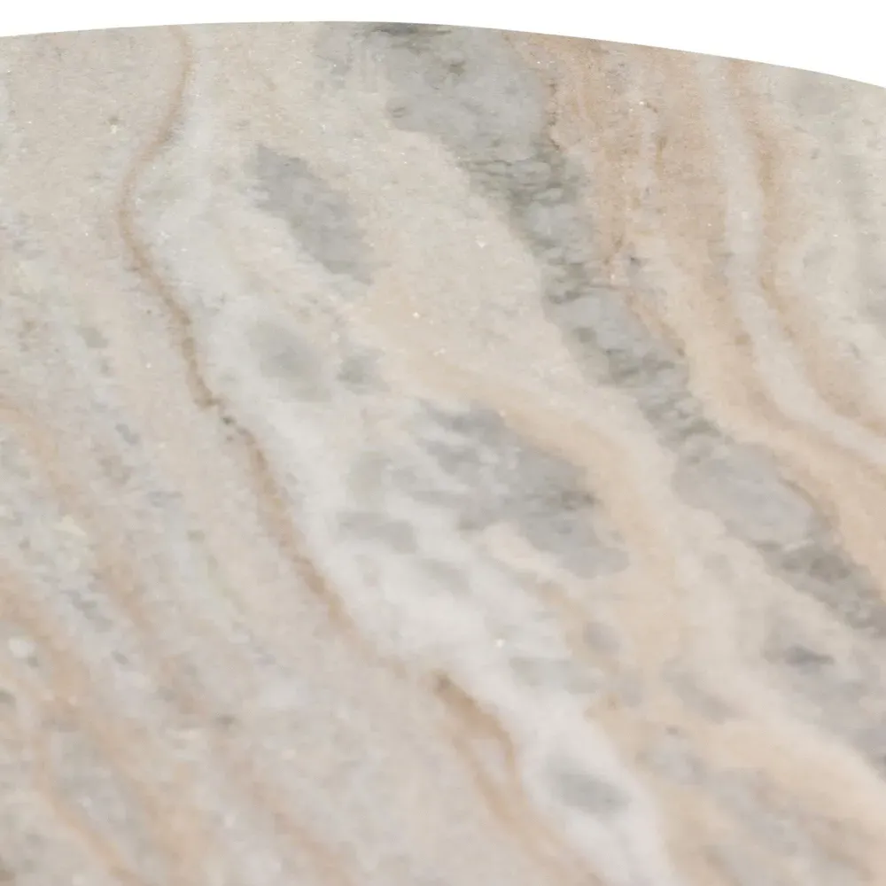 Malia Round Side Table - Beige, Marble