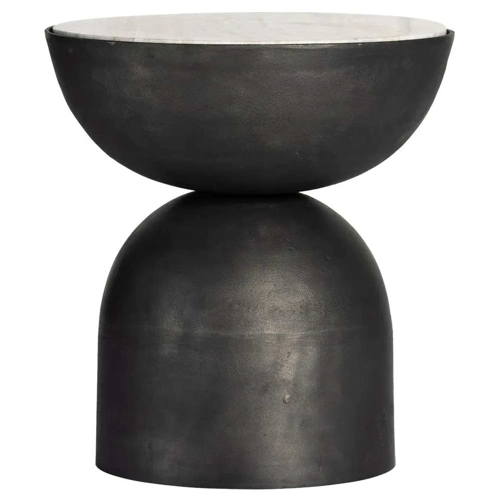 Malia Round Side Table - Beige, Marble image