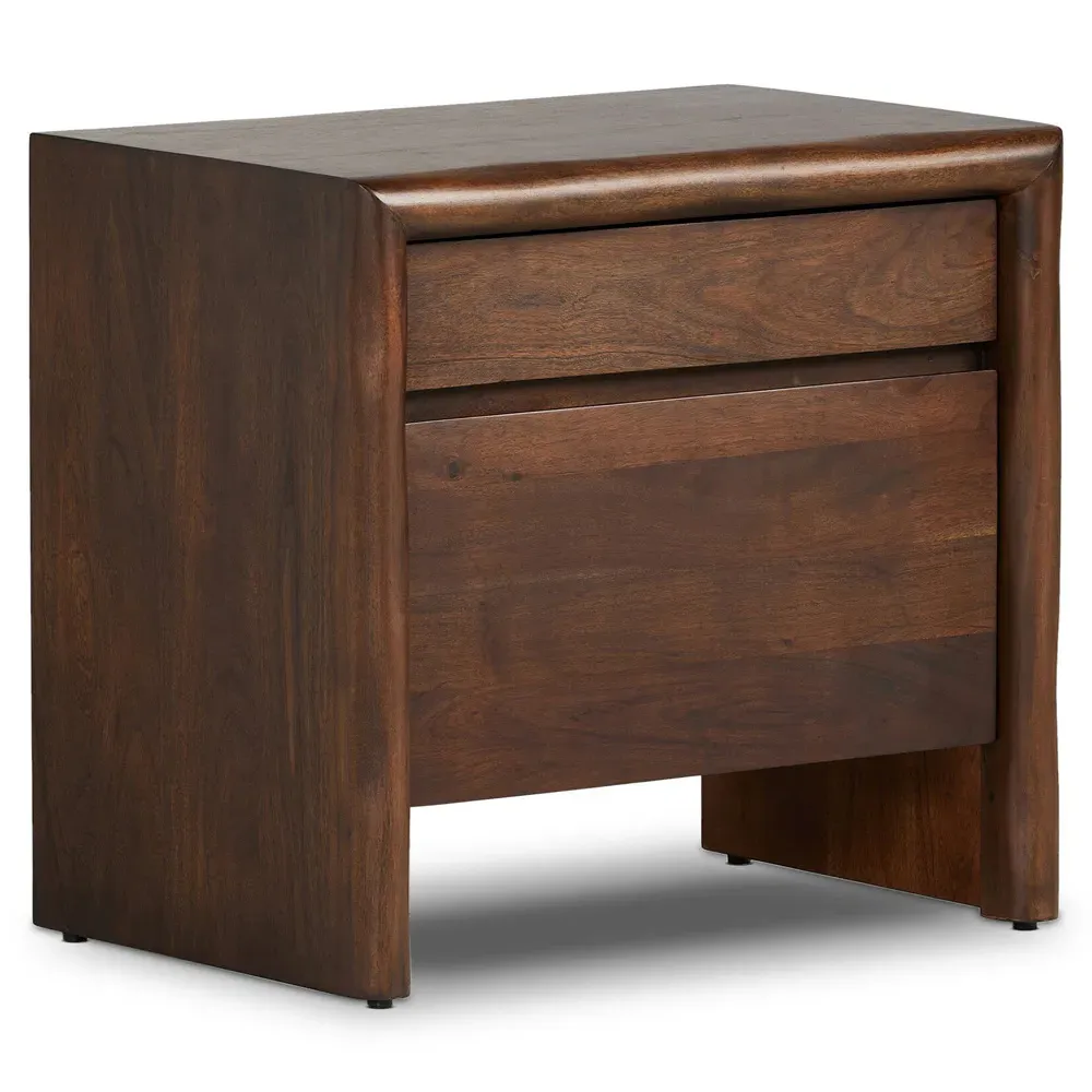Malik Nightstand - Brown, Acacia Wood