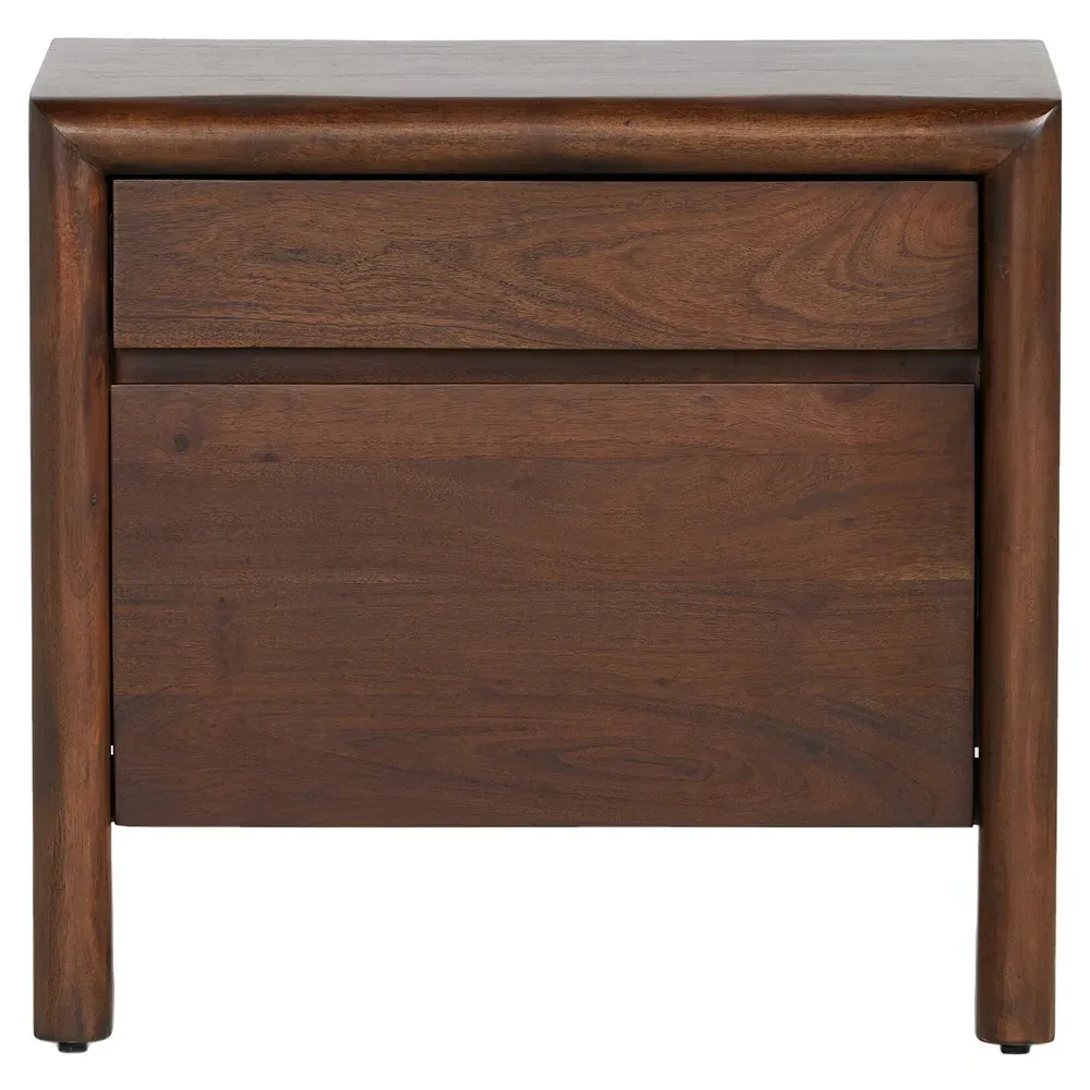 Malik Nightstand - Brown, Acacia Wood