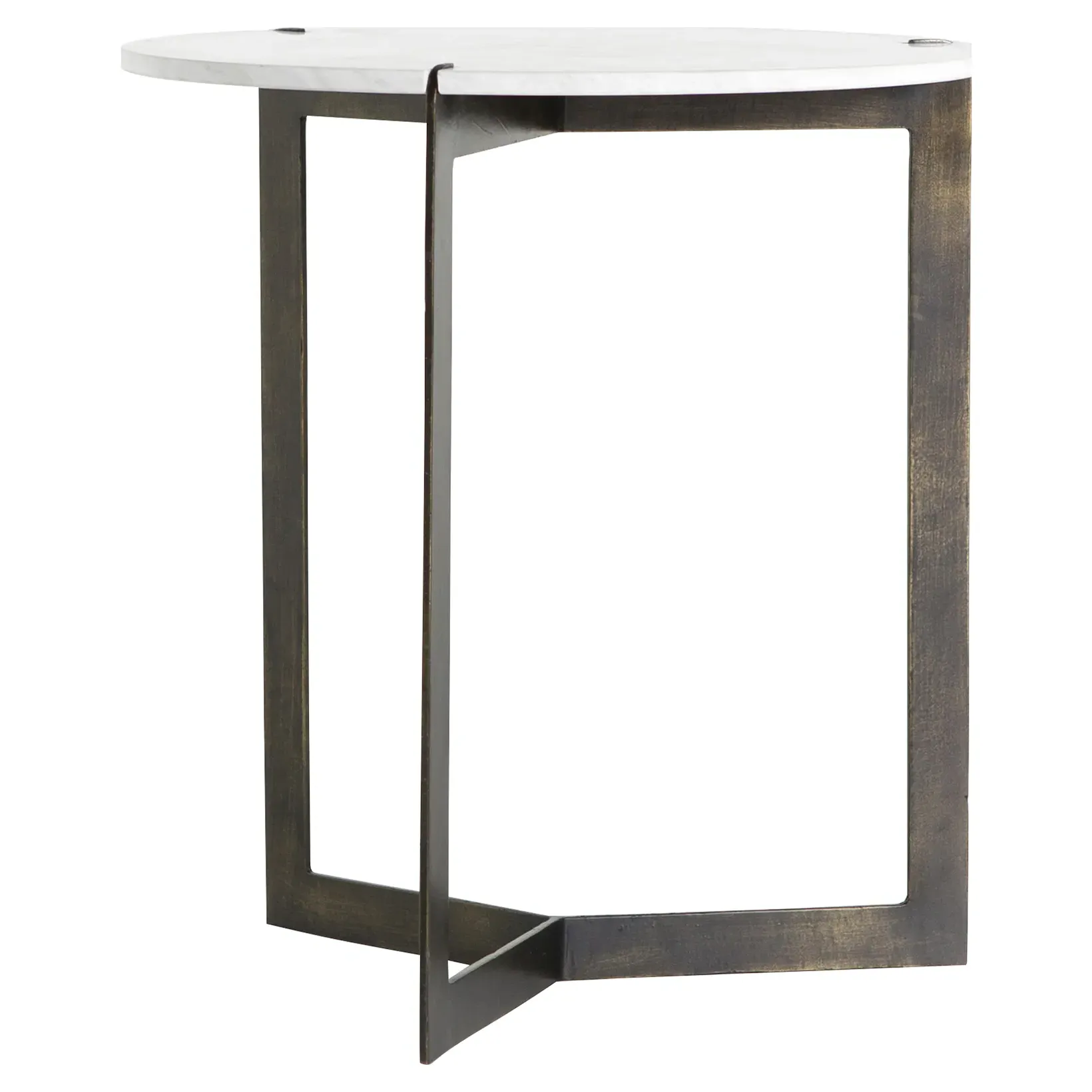 Malin Round End Table - White, Marble