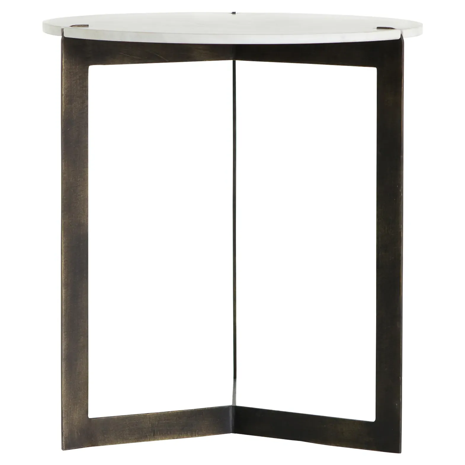 Malin Round End Table - White, Marble