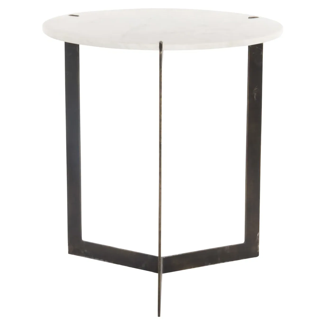 Malin Round End Table - White, Marble