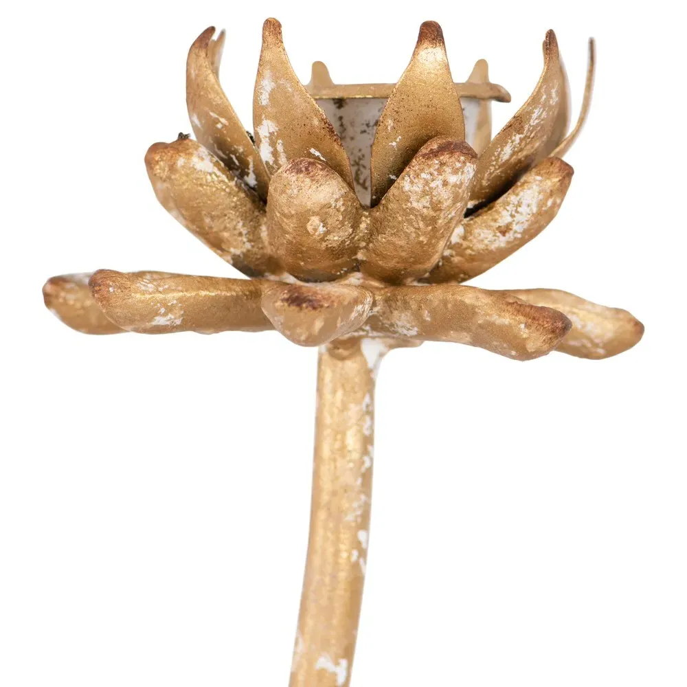Malone Iron Floral Candleholder Set - Gold