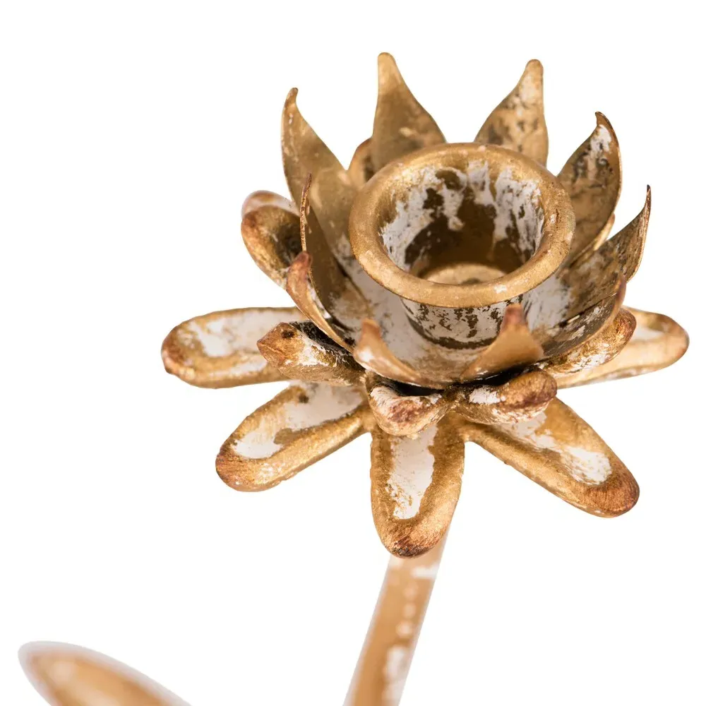 Malone Iron Floral Candleholder Set - Gold