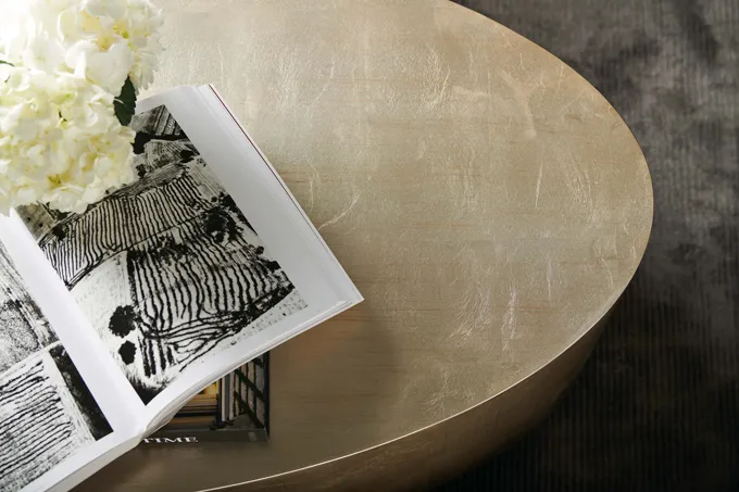 Malrick Oval Coffee Table - Gold, Hardwood