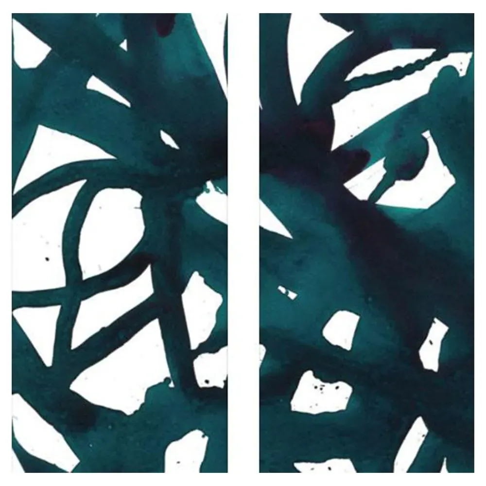 Malta Abstract Teal Diptych Painting - Blue