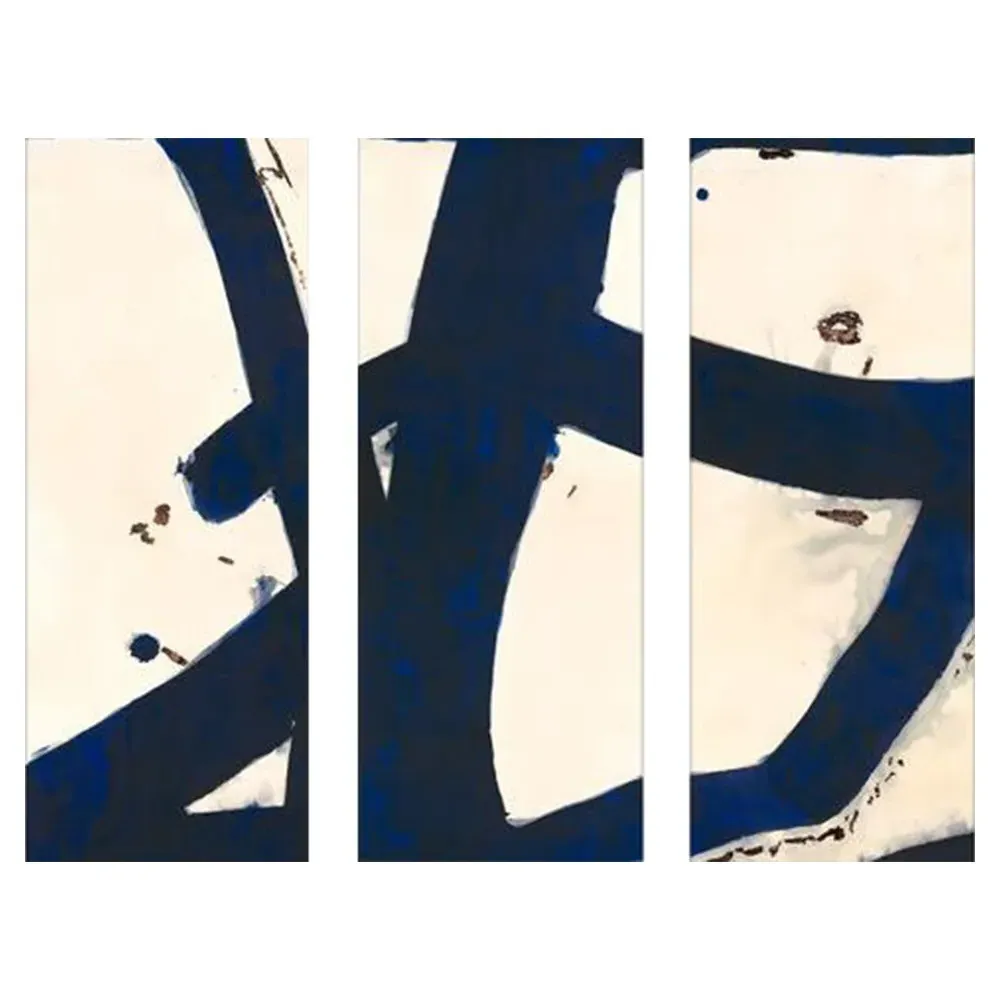 Malta Indigo Blue Triptych Painting - Blue
