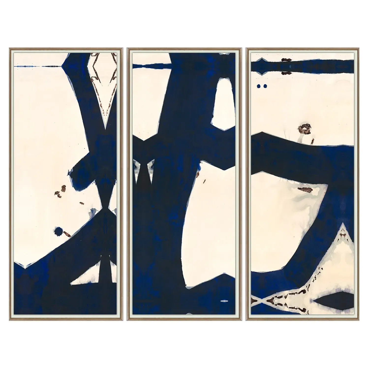 Malta Indigo Blue Triptych Painting - Blue image