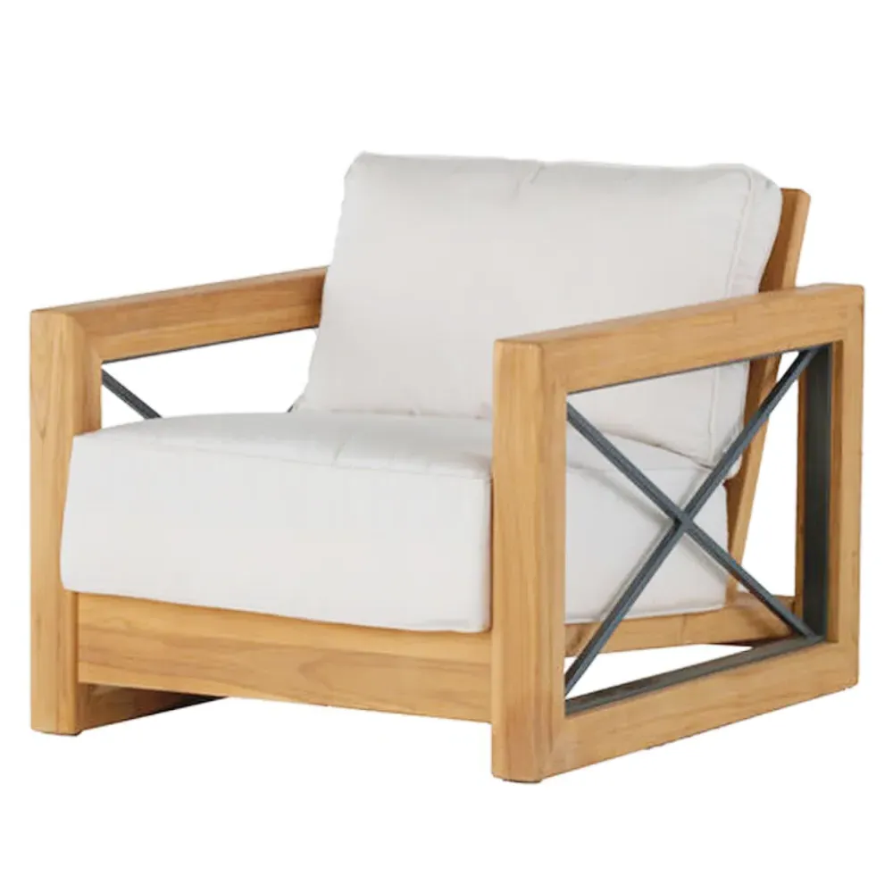 Malta Natural Teak Outdoor Lounge Chair with Cushion - Natural, Teak image