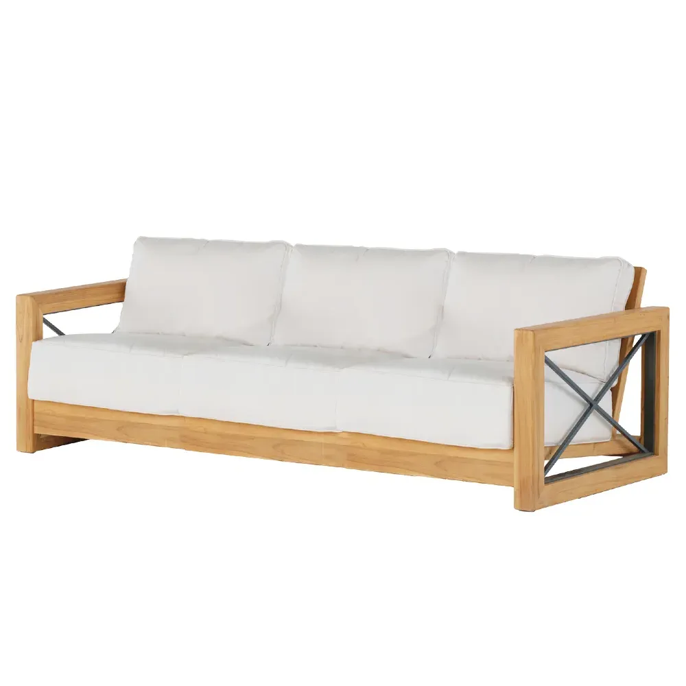 Malta Natural Teak Outdoor Sofa with Cushion - Natural, Teak