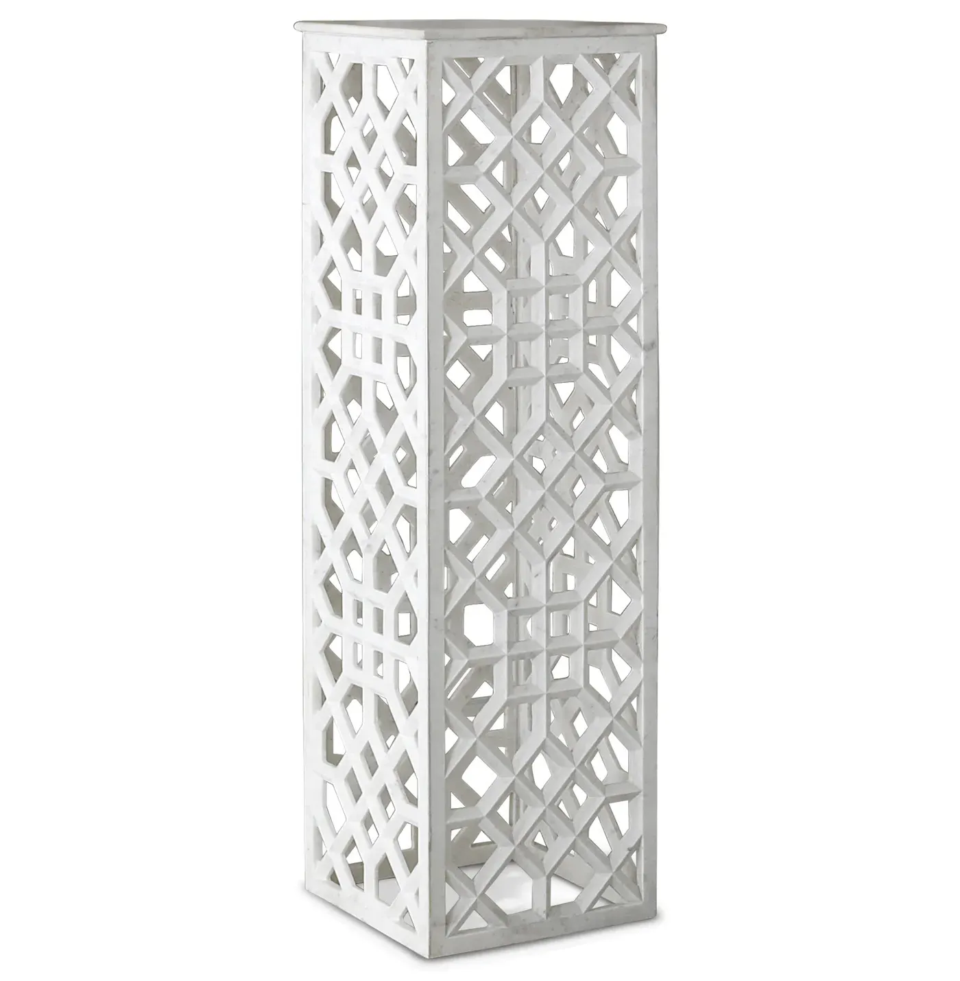 Mamounia Marble Fretwork Pedestal - White image