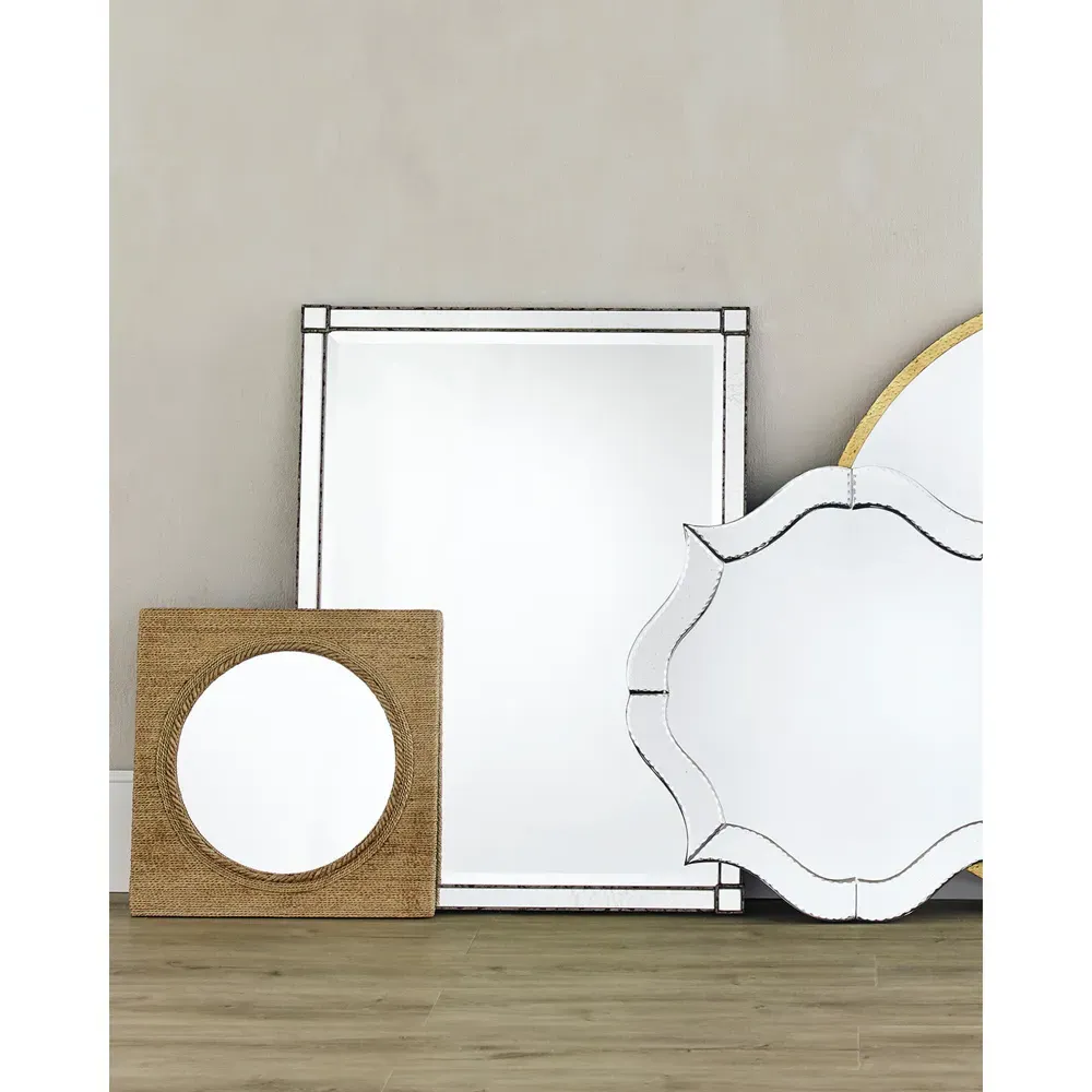 Manarah Rectangular Wall Mirror - Silver, Wood
