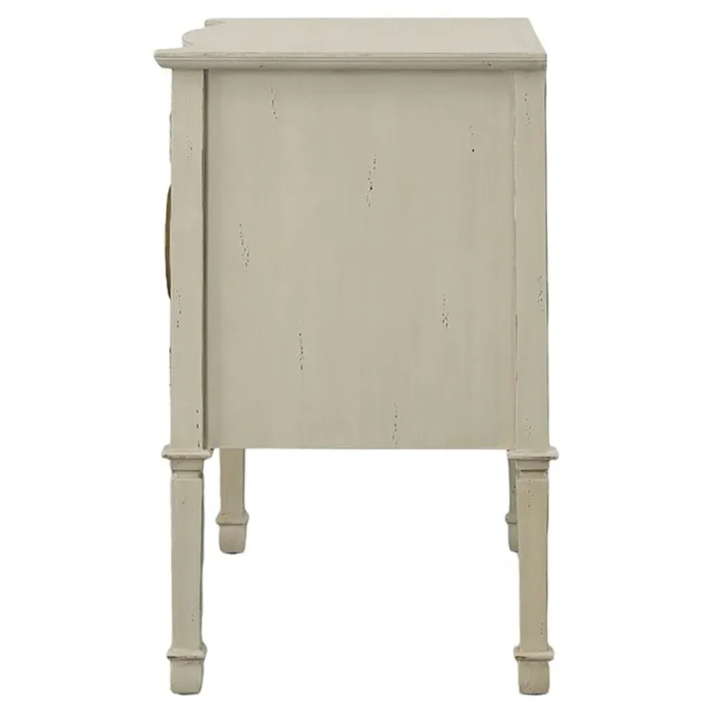 Manon French Country Compact Sideboard - Distressed Cream, Mahogany