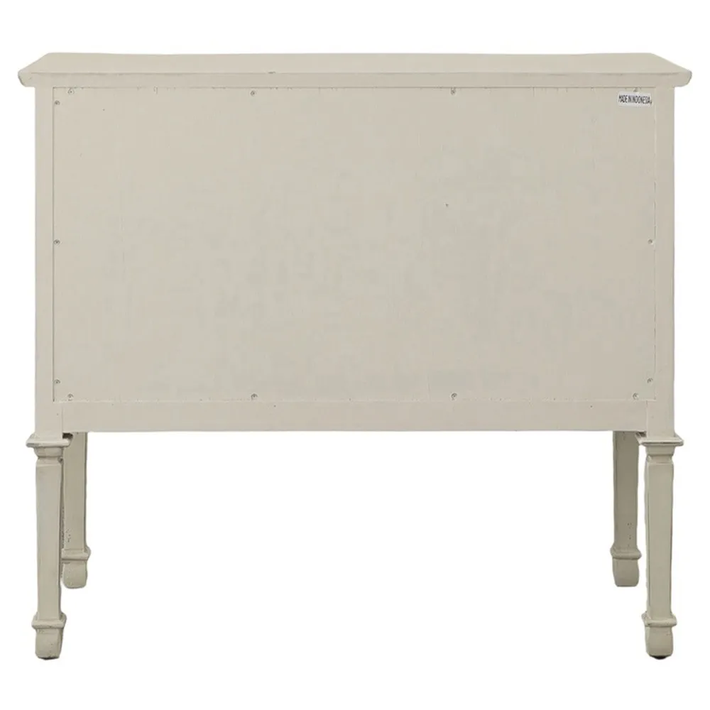 Manon French Country Compact Sideboard - Distressed Cream, Mahogany