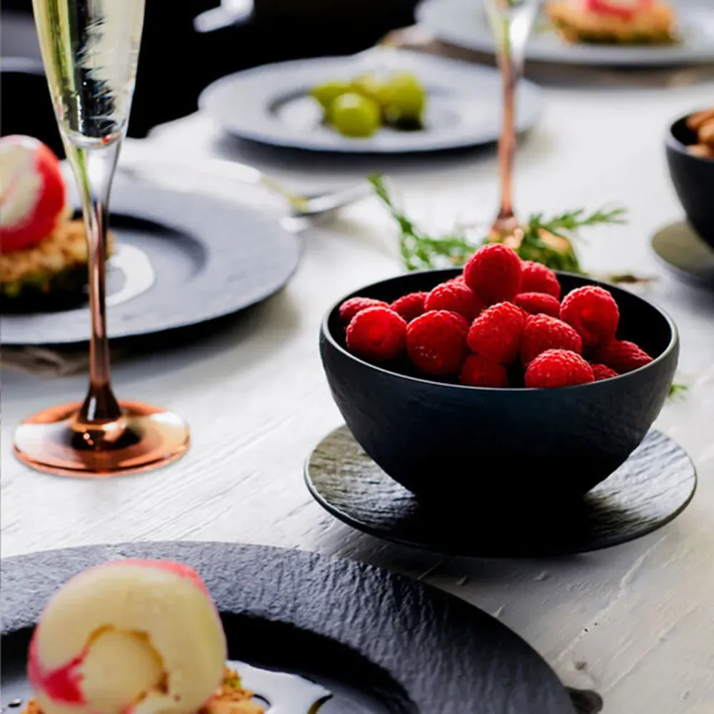 Manufacture Rock Rice Bowl - Black, Porcelain