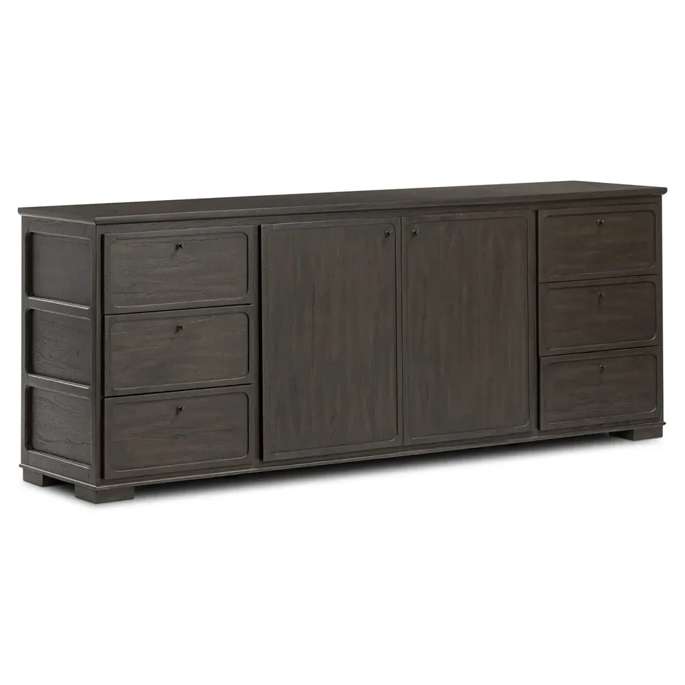Manvel Media Cabinet - Smoked Black, Oak