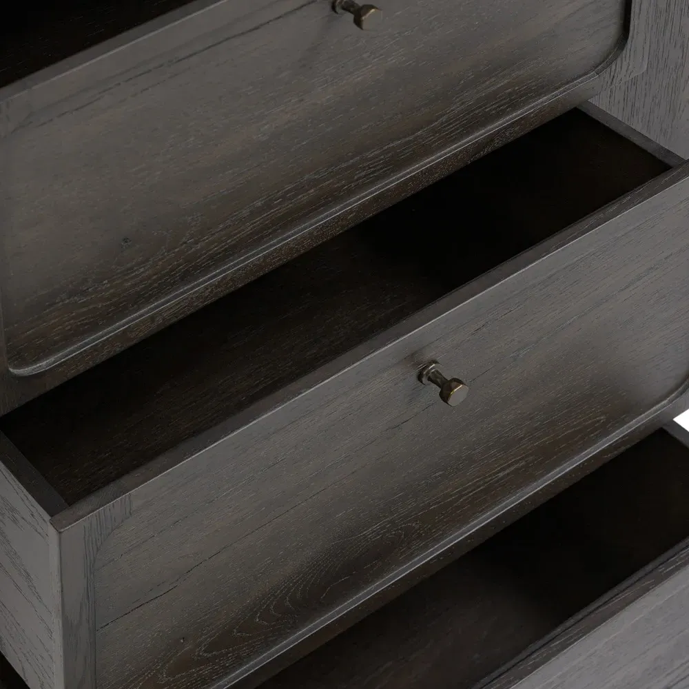 Manvel Media Cabinet - Smoked Black, Oak