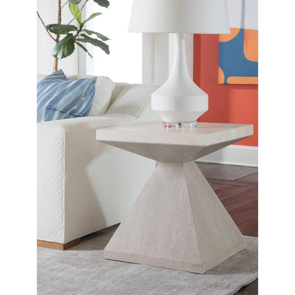 Mar Monte Oak Marble Side Table - Beige