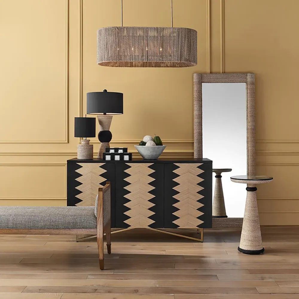 Mara Floor Mirror - Brown, Abaca Rope