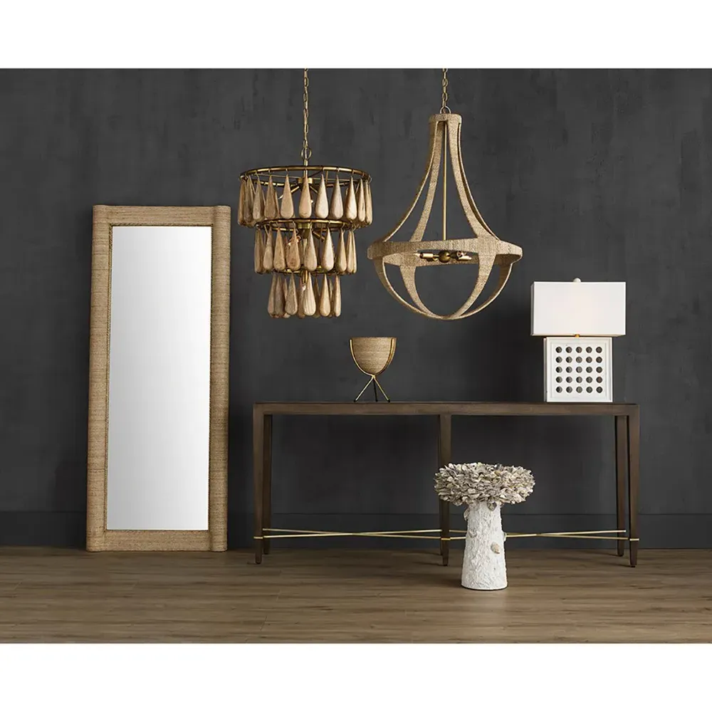 Mara Floor Mirror - Brown, Abaca Rope