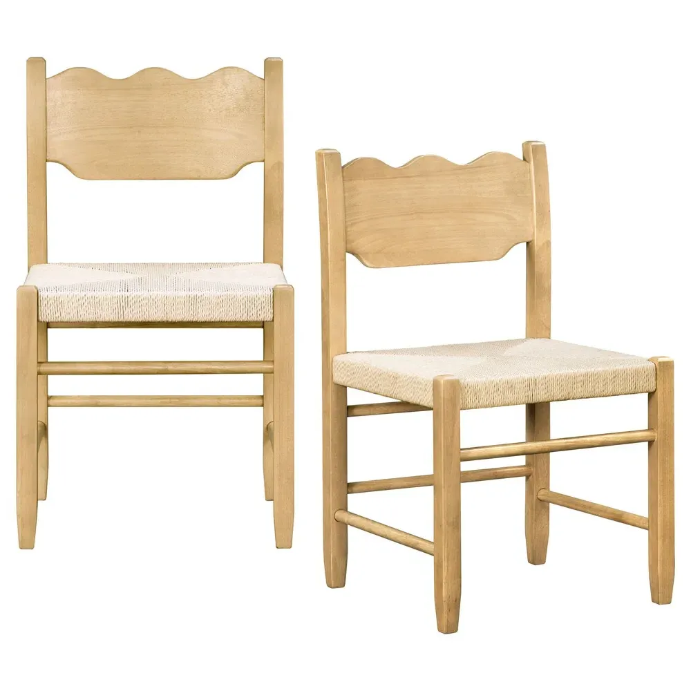 Marben Woven Rope Dining Chair - Tan, Wood
