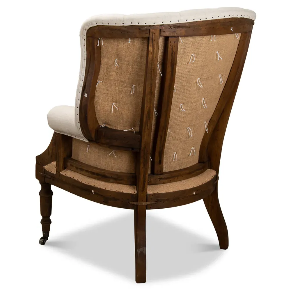 Marcel Tufted Arm Chair - White, Linen