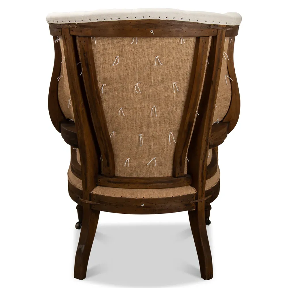 Marcel Tufted Arm Chair - White, Linen