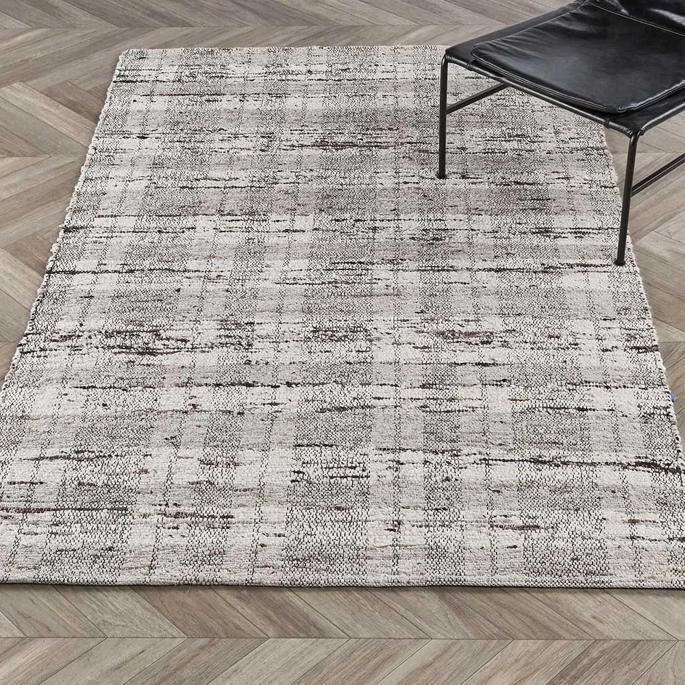 Marcelino Distressed Stripe Rug - Black, Wool