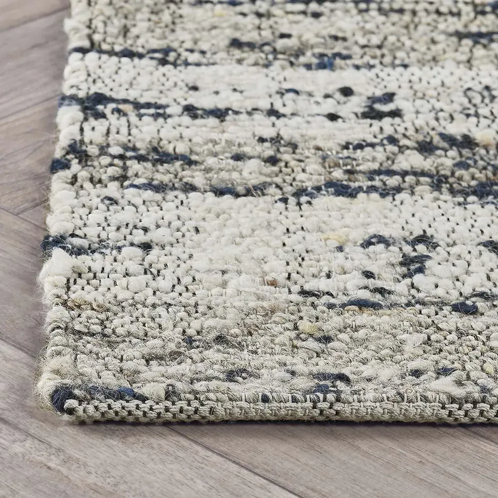 Marcelino Distressed Stripe Rug - Blue, Wool