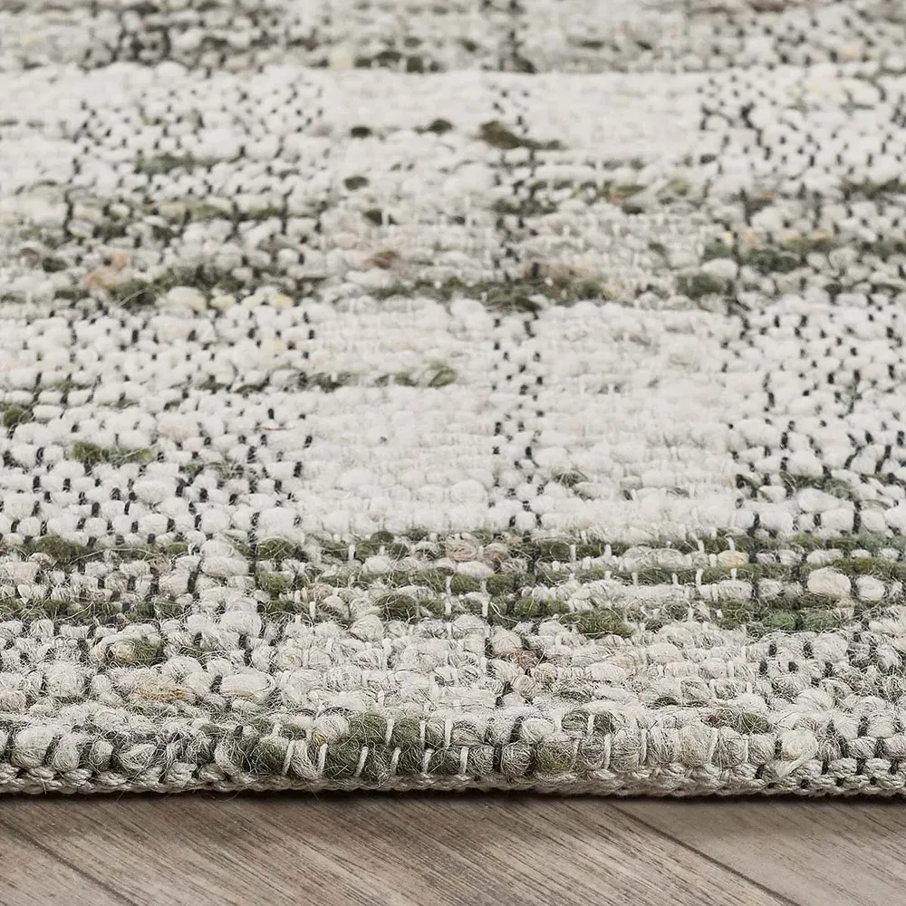 Marcelino Distressed Stripe Rug - Green, Wool