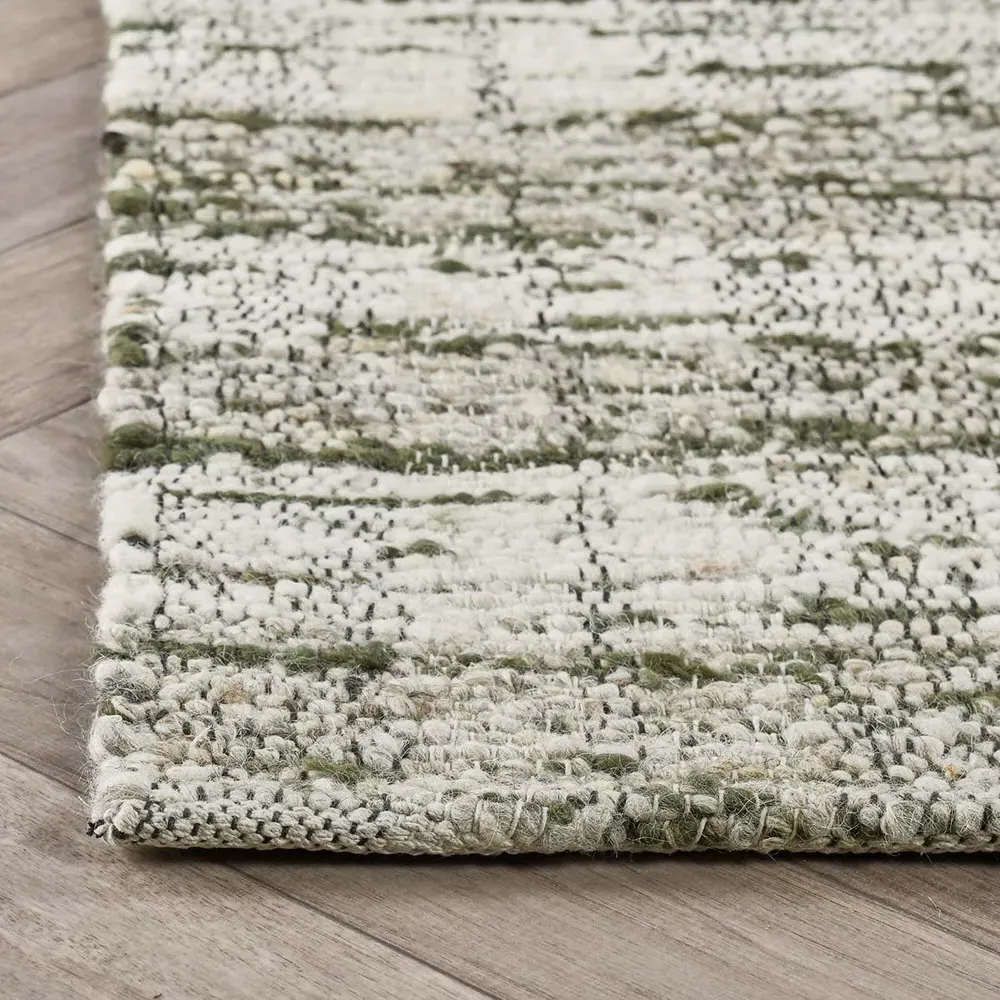 Marcelino Distressed Stripe Rug - Green, Wool