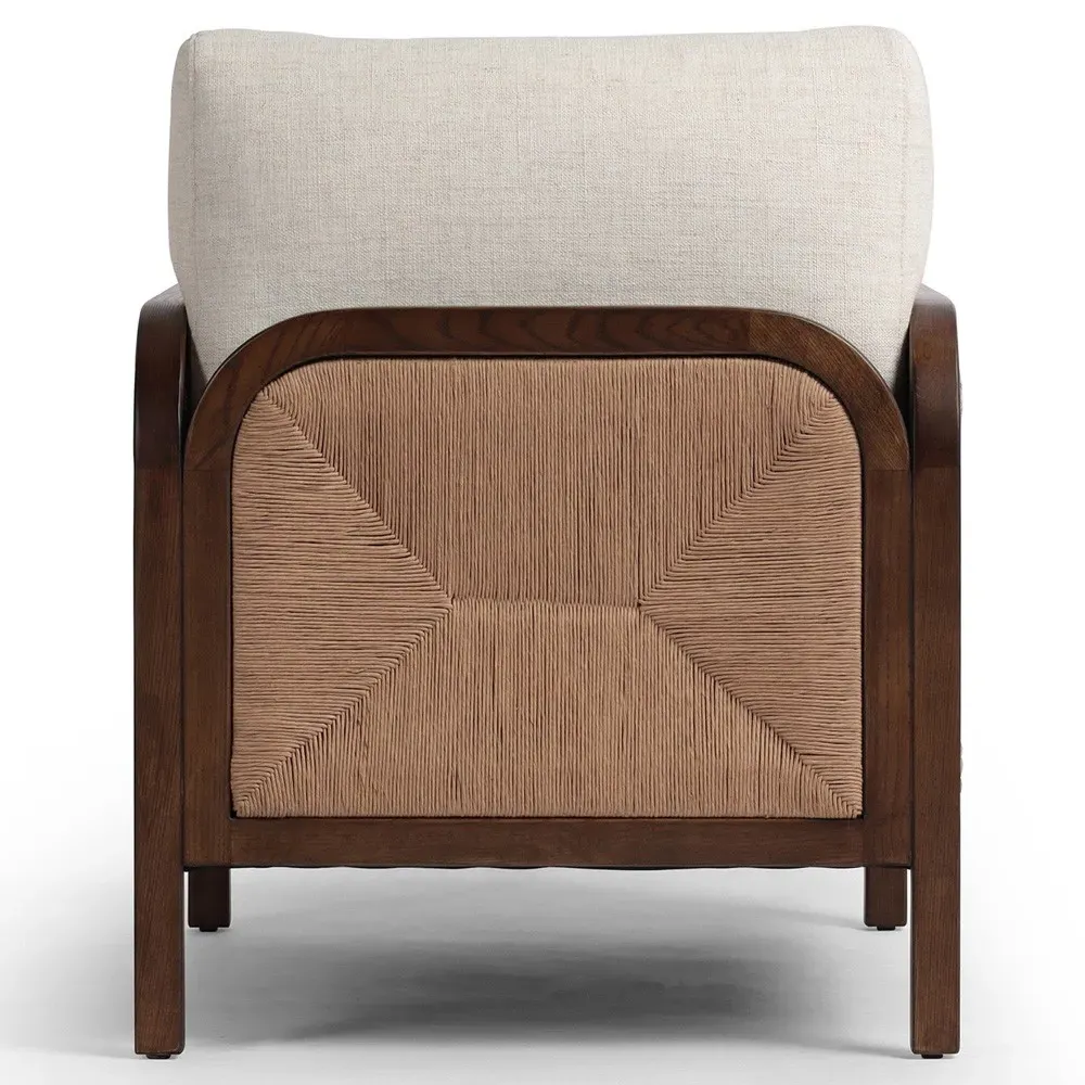 Marcella Woven Rush Arm Chair - Beige, Ash Wood