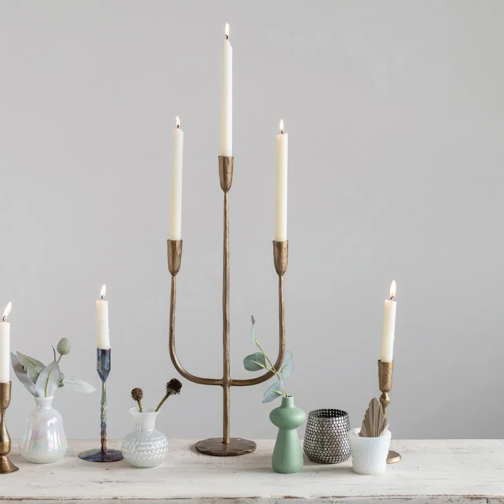 Marcello Iron Candelabra - Antique Brass